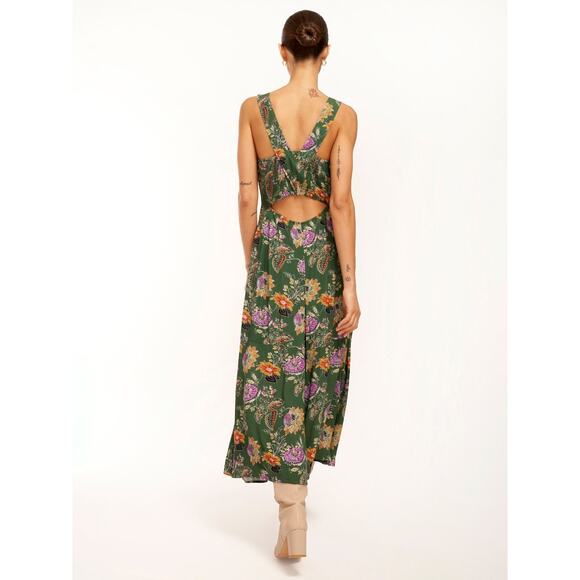 Equipment Everett Eden Green Floral Print Sleeveless Scoop Maxi Dress Size 10 - Picture 2 of 15